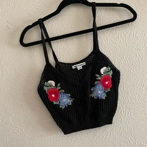 American eagle floral crocheted top